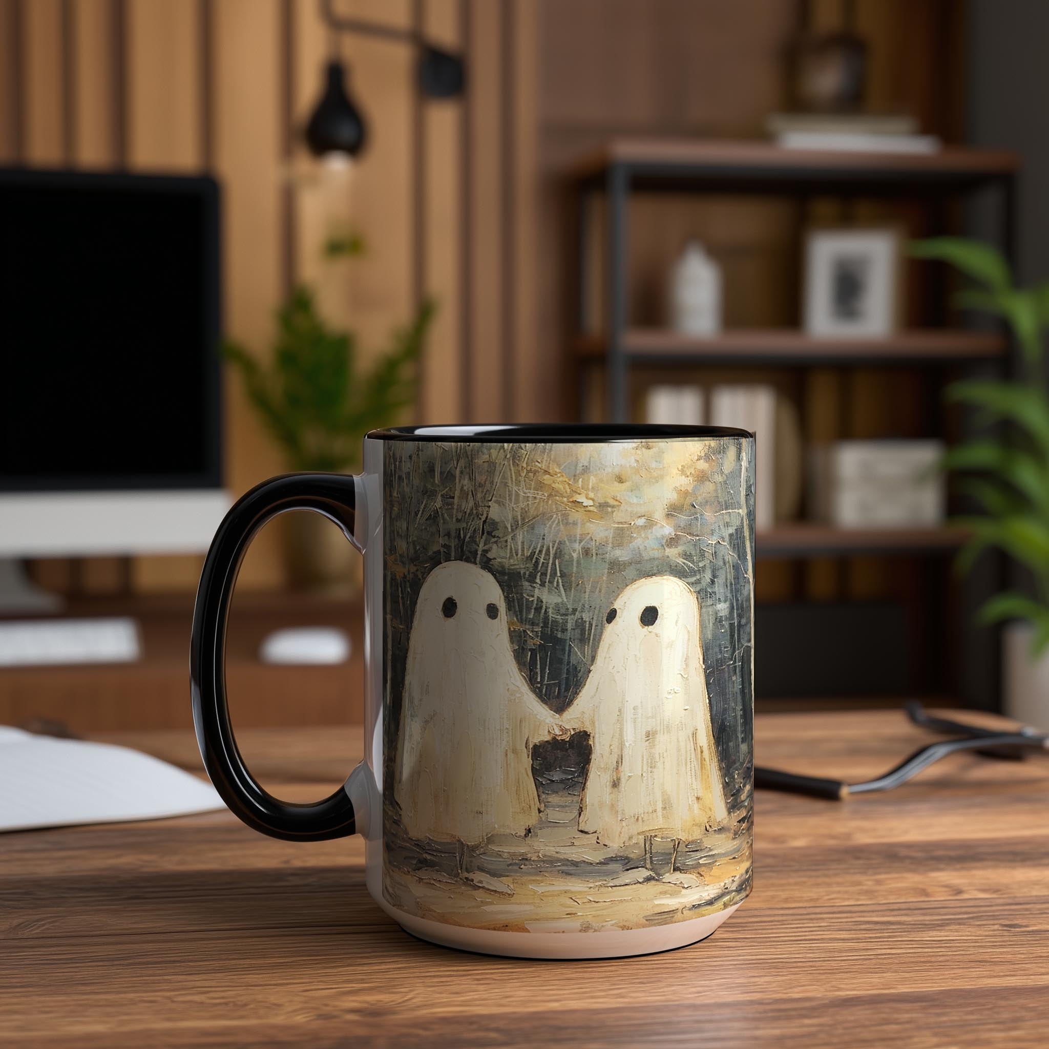 Oil Painting Ghosts holding Hands - Halloween Mug