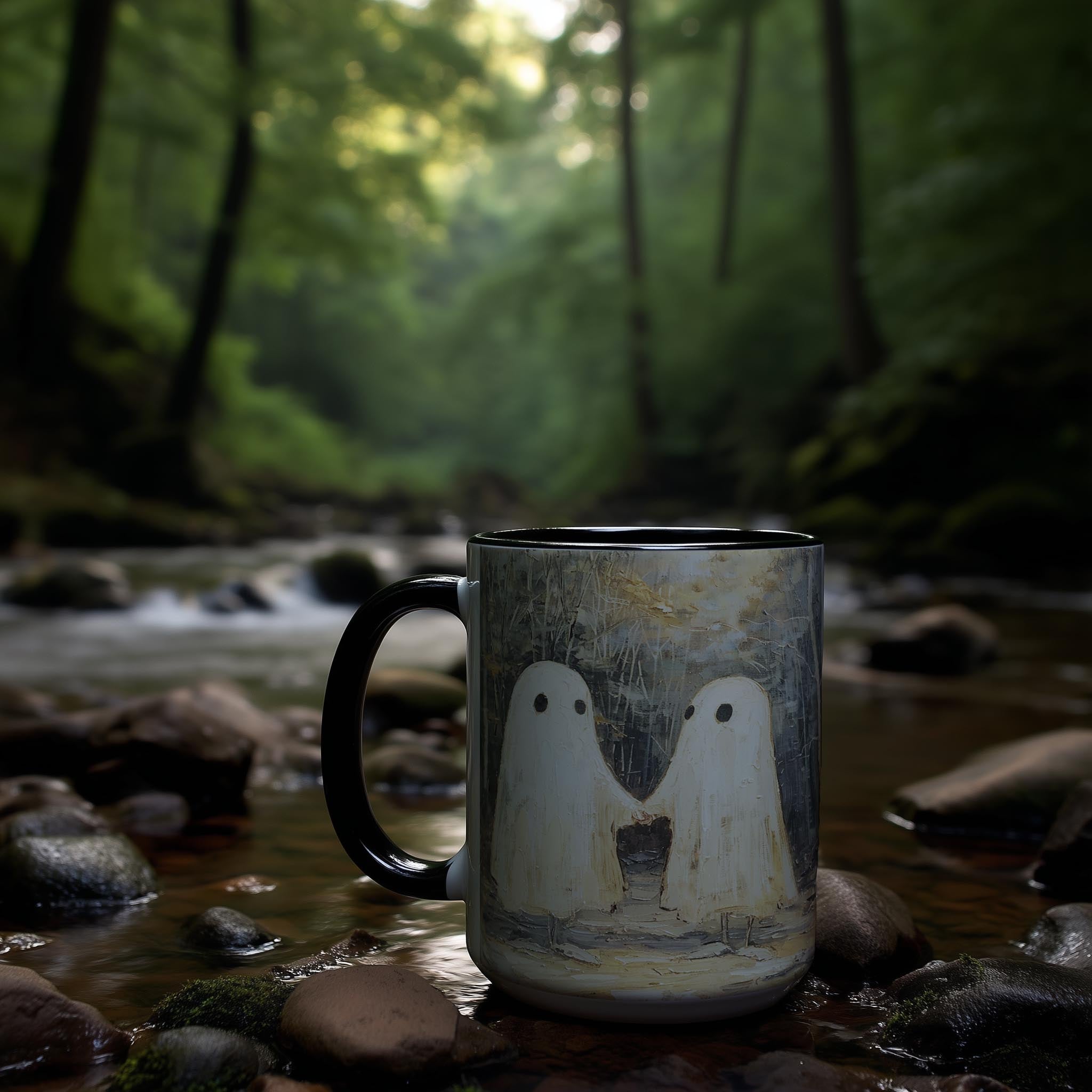 Oil Painting Ghosts holding Hands - Halloween Mug