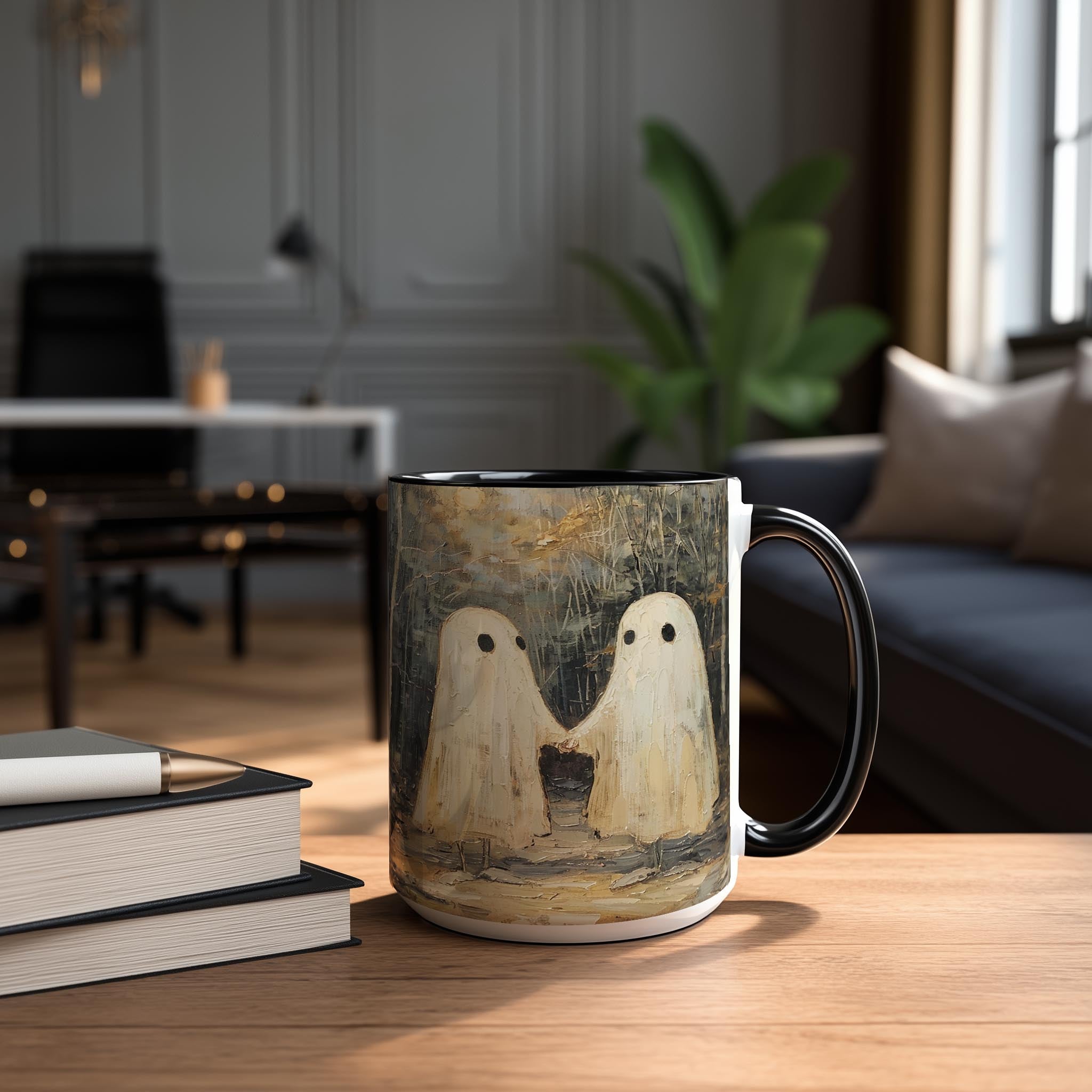 Oil Painting Ghosts holding Hands - Halloween Mug