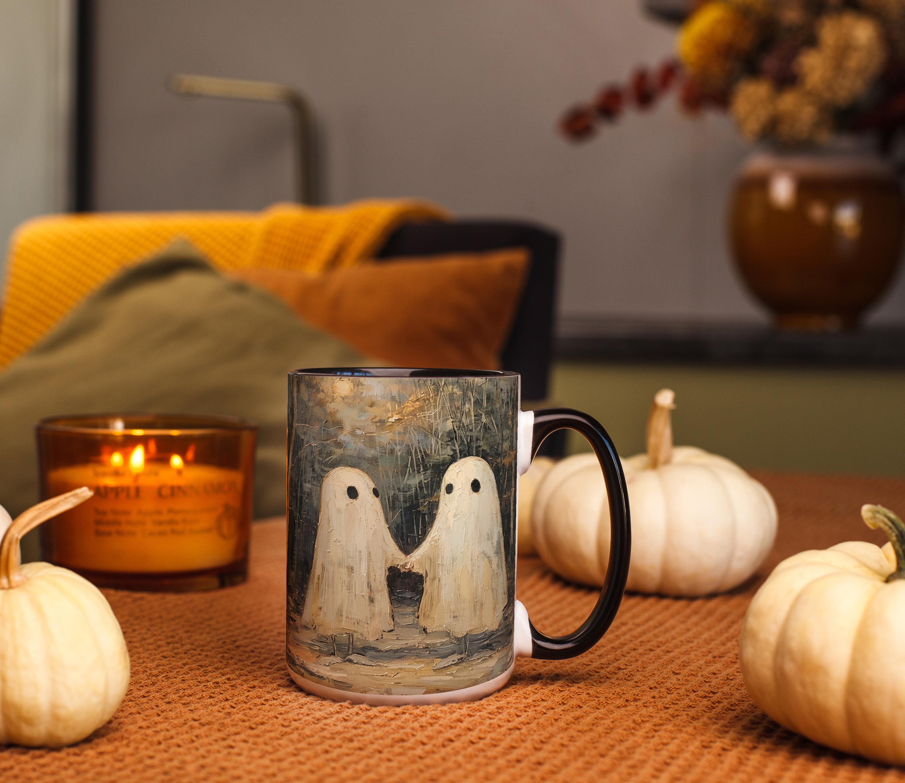 Oil Painting Ghosts holding Hands - Halloween Mug