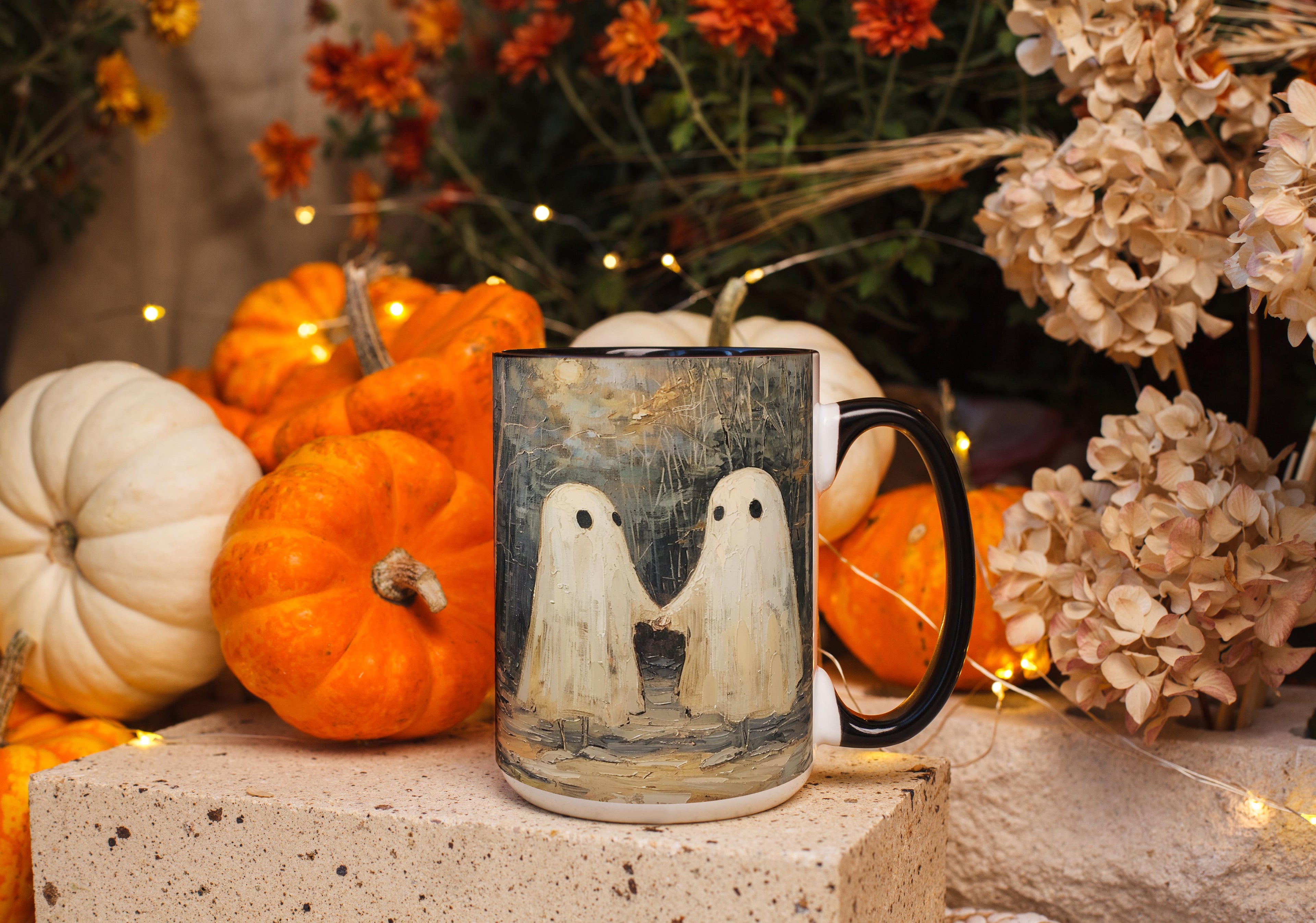 Oil Painting Ghosts holding Hands - Halloween Mug