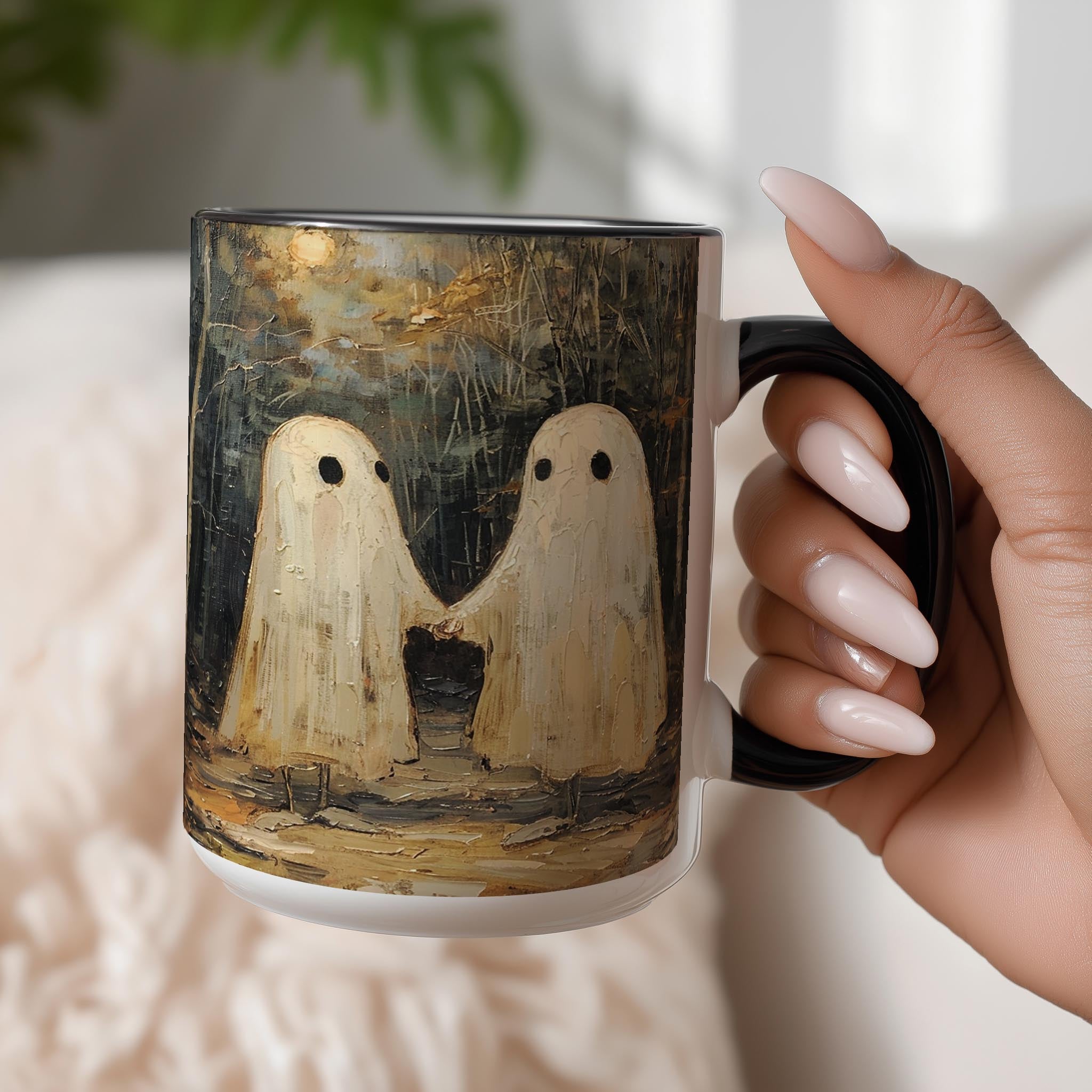 Oil Painting Ghosts holding Hands - Halloween Mug