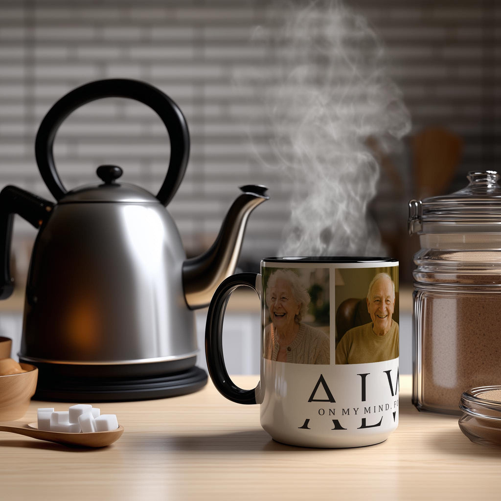 Customizable 4 Photo Mug - Always - On My Mind. Forever In My Heart.