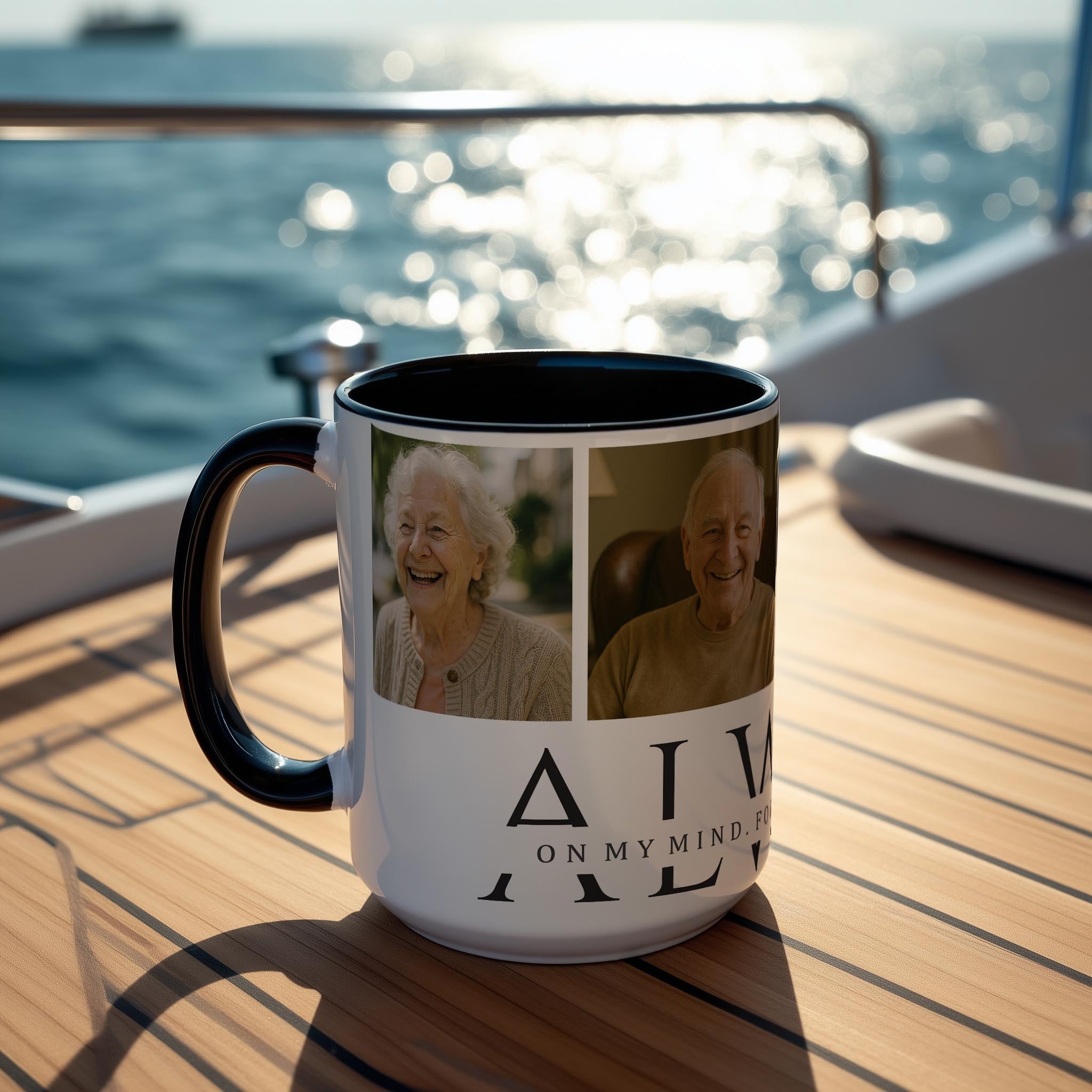 Customizable 4 Photo Mug - Always - On My Mind. Forever In My Heart.