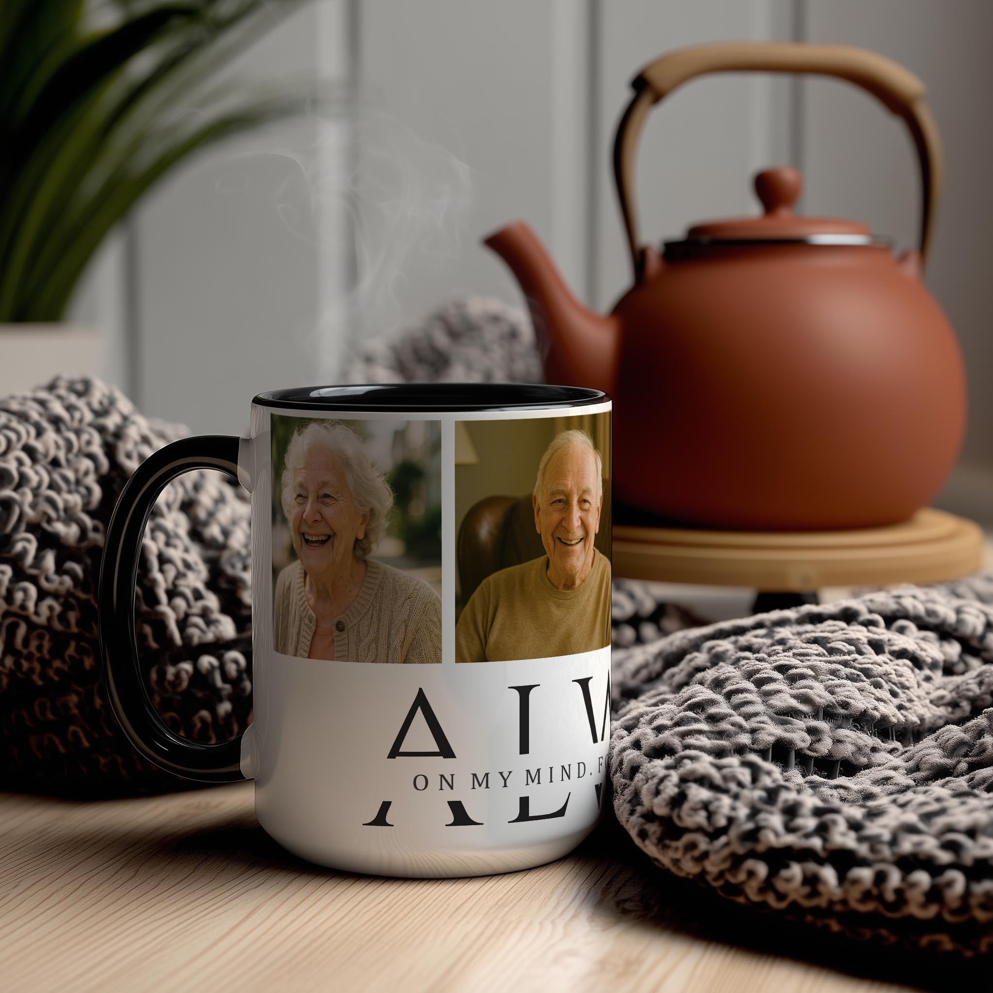 Customizable 4 Photo Mug - Always - On My Mind. Forever In My Heart.
