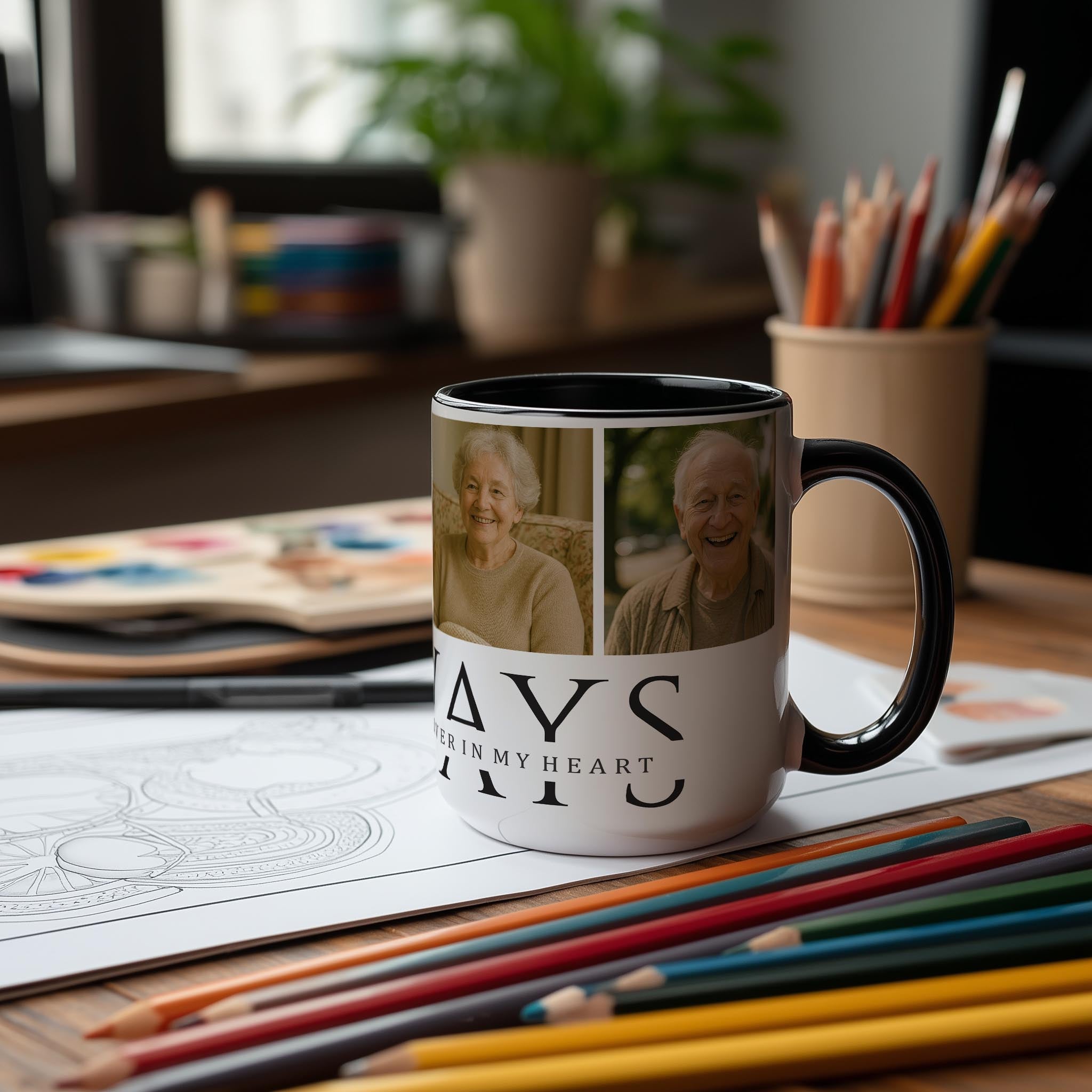 Customizable 4 Photo Mug - Always - On My Mind. Forever In My Heart.