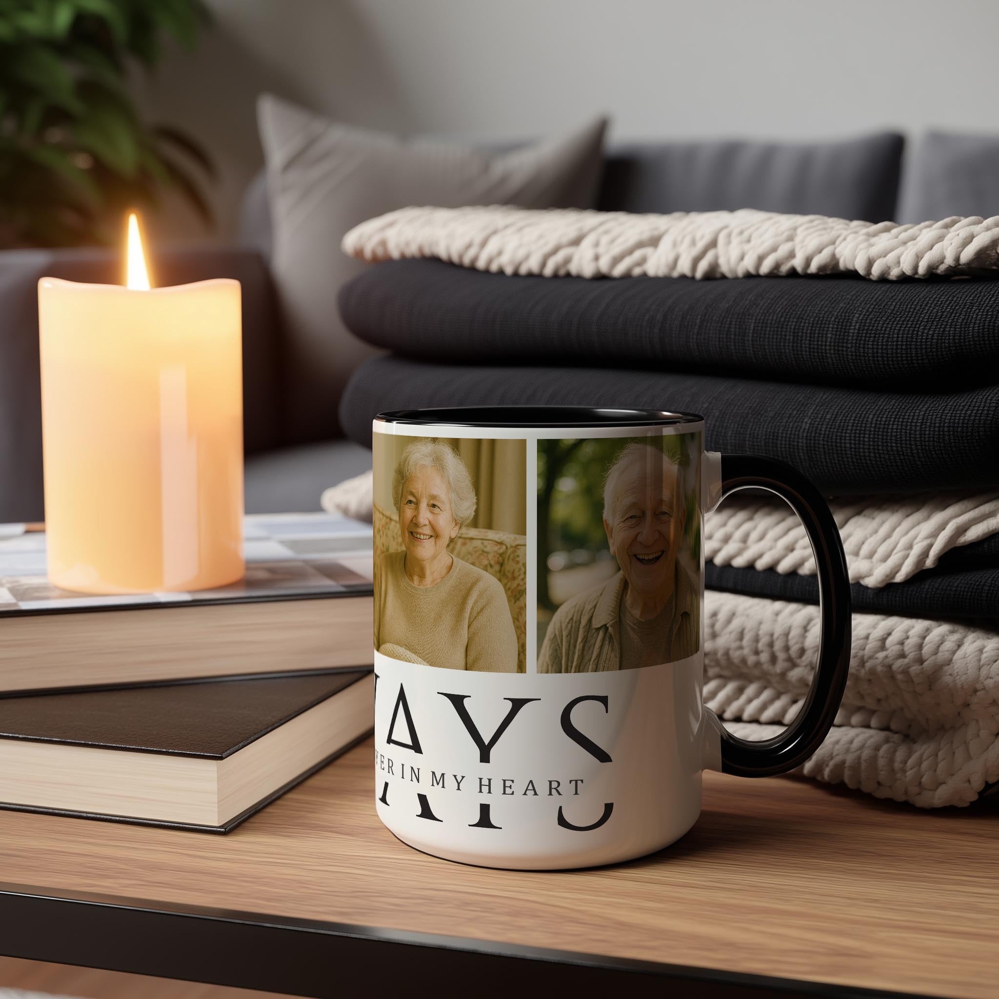 Customizable 4 Photo Mug - Always - On My Mind. Forever In My Heart.