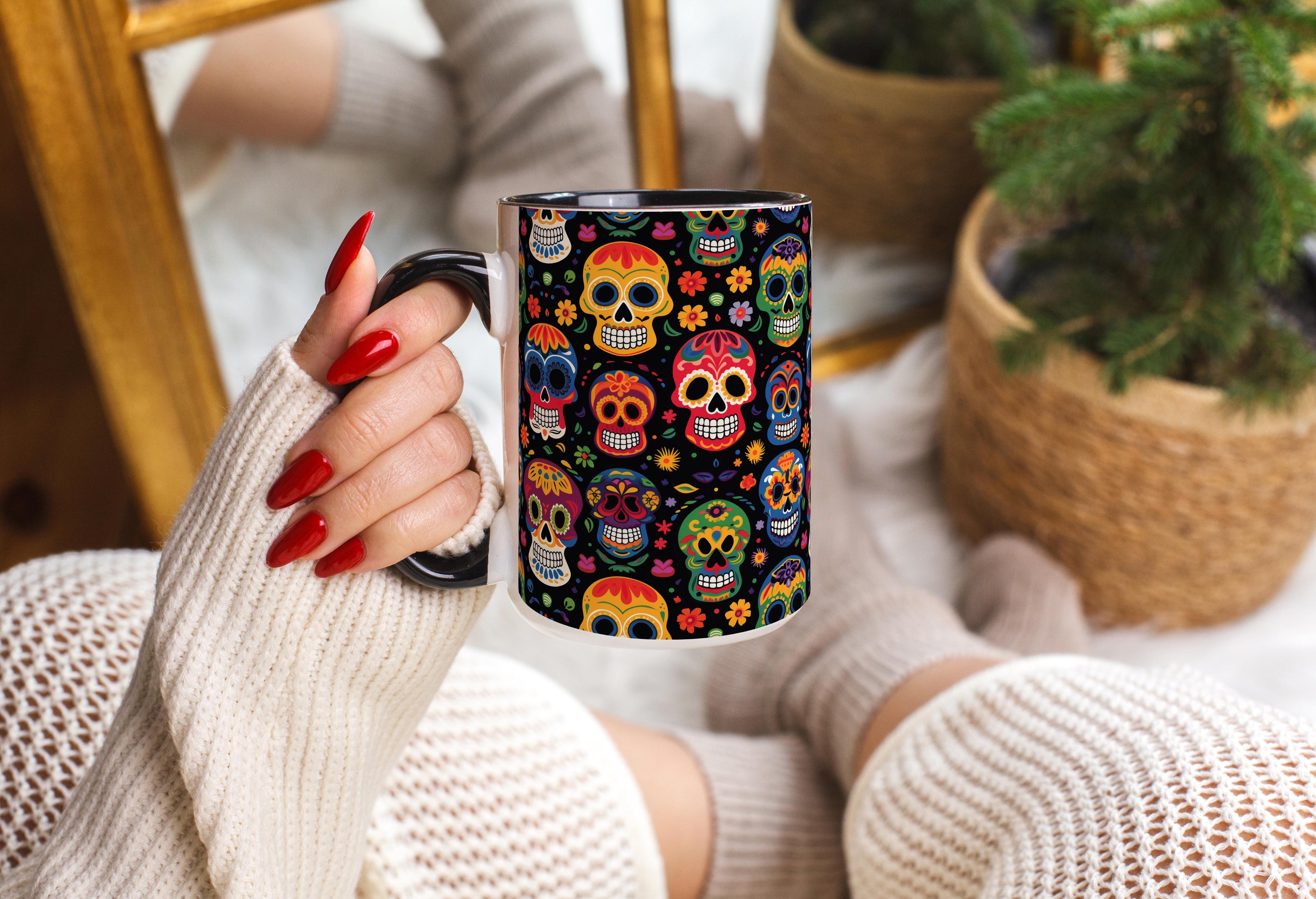 Sugar Skull Pattern - Halloween Mug