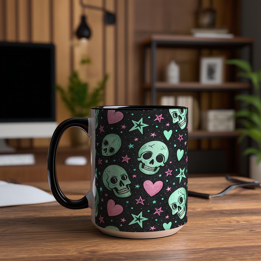 Skulls and Love Hearts - Halloween Mug