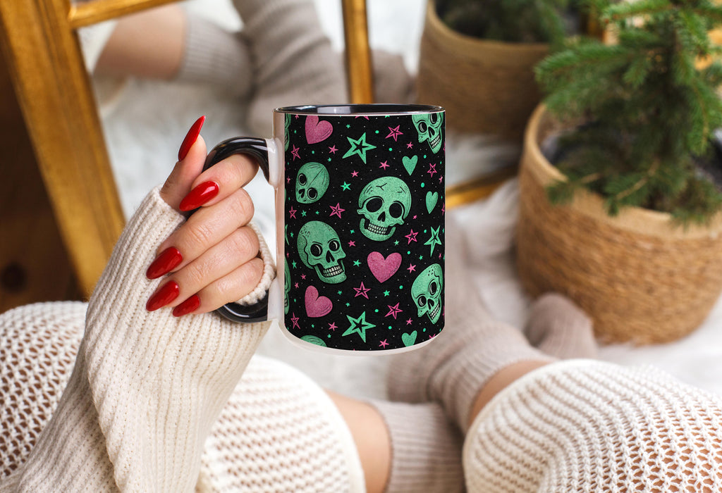 Skulls and Love Hearts - Halloween Mug