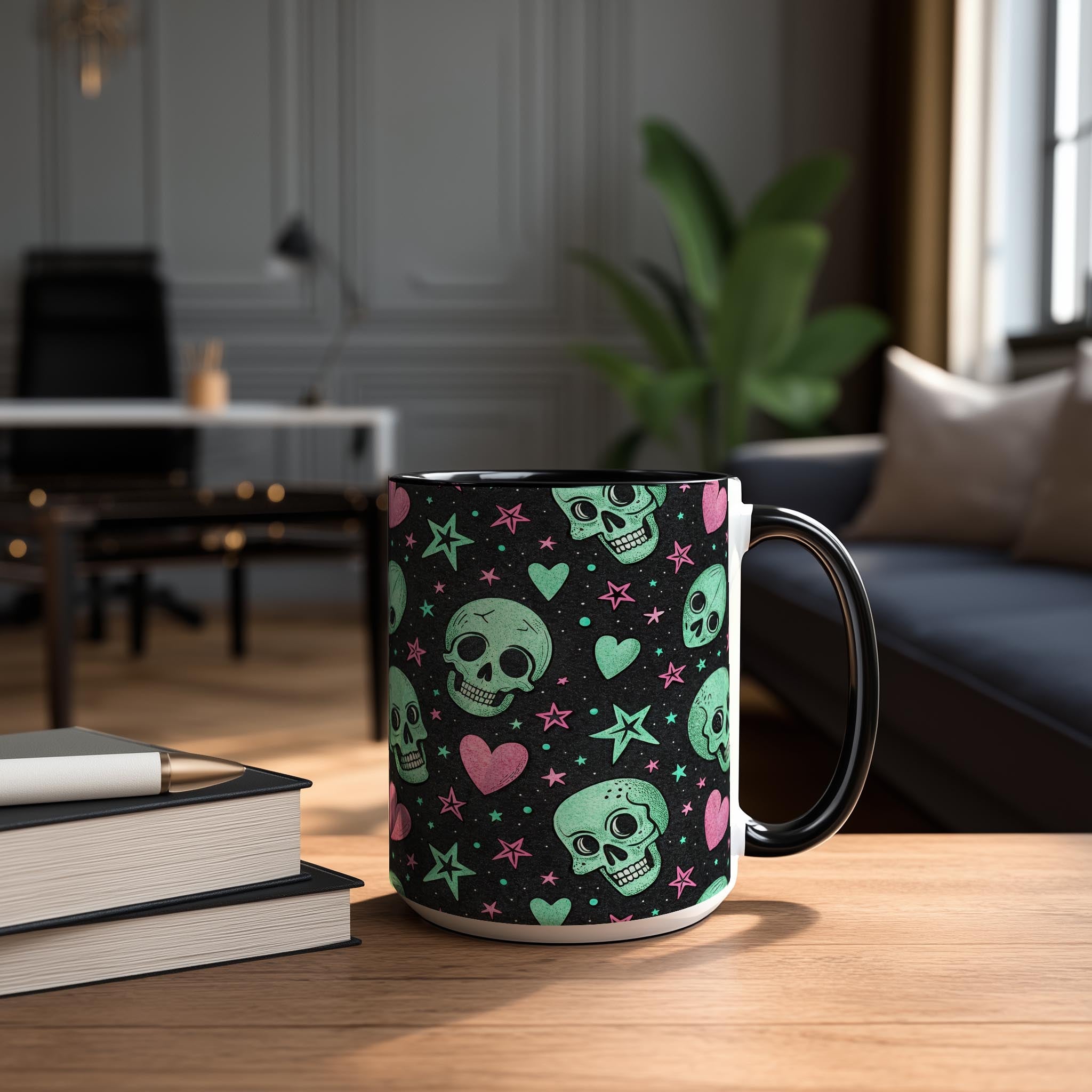 Skulls and Love Hearts - Halloween Mug