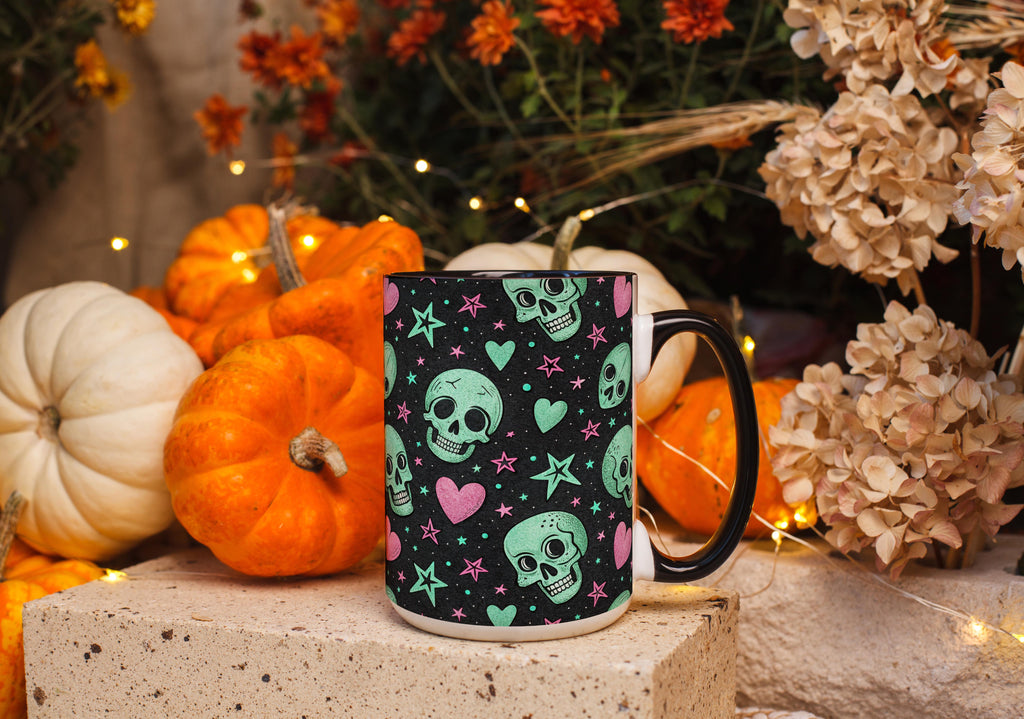 Skulls and Love Hearts - Halloween Mug