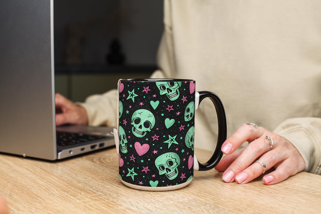 Skulls and Love Hearts - Halloween Mug