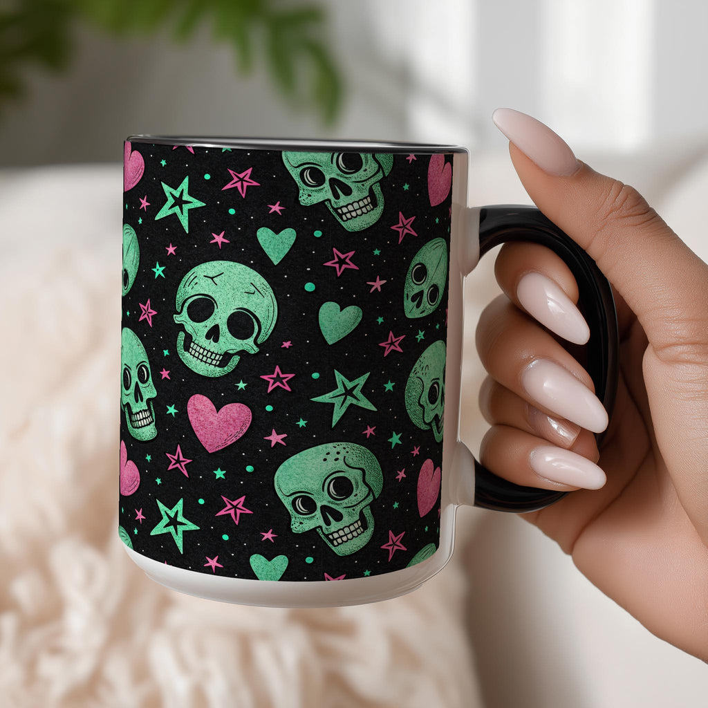 Skulls and Love Hearts - Halloween Mug