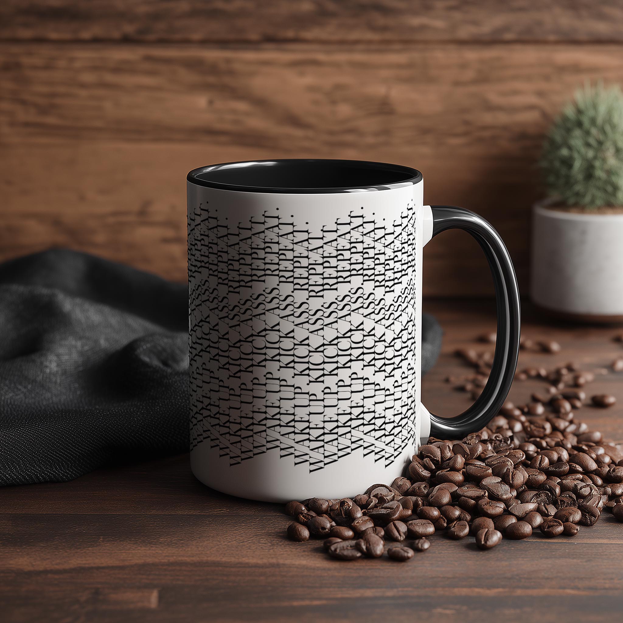 Hidden Message "Wake Up, Kick Ass, Repeat" Mug